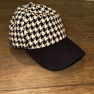 Rag & Bone Marilyn Houndstooth Black & White Knit Baseball Cap Women Adjustable
